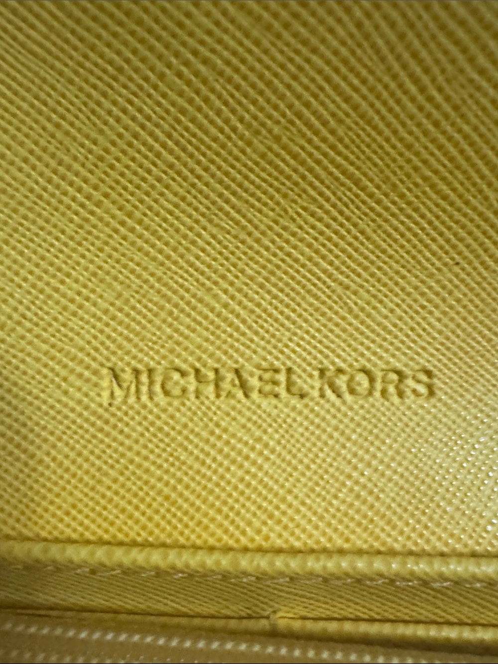 Michael Kors Blue and Yellow Pebbled Leather Flap Wallet with Gold Logo - Picture 12 of 17